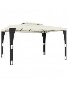 Gazebo con Tetto Doppio Crema 3,98x2,98 m in Acciaio 2