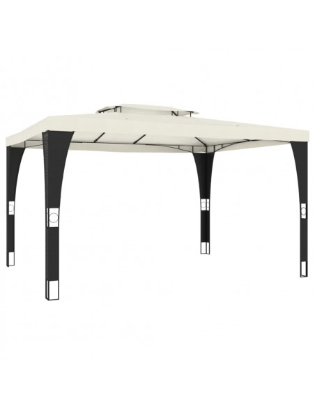 Gazebo con Tetto Doppio Crema 3,98x2,98 m in Acciaio