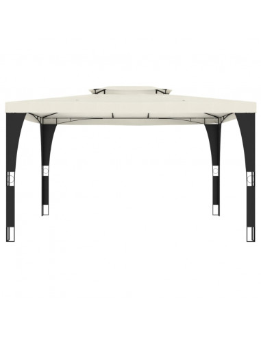 Gazebo con Tetto Doppio Crema 3,98x2,98 m in Acciaio