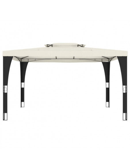Gazebo con Tetto Doppio Crema 3,98x2,98 m in Acciaio