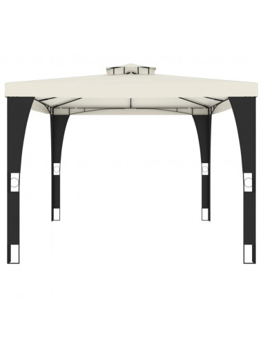 Gazebo con Tetto Doppio Crema 3,98x2,98 m in Acciaio
