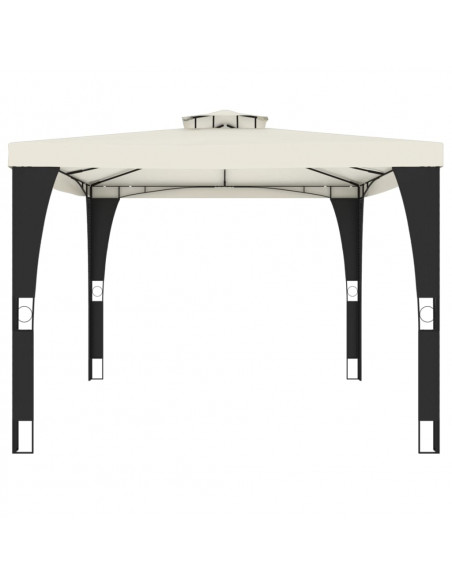 Gazebo con Tetto Doppio Crema 3,98x2,98 m in Acciaio