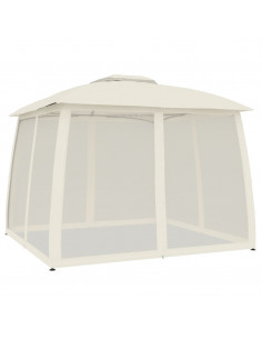 Gazebo con Tetto Doppio e Pareti Rete Crema 2,93x2,93 m Acciaio 2