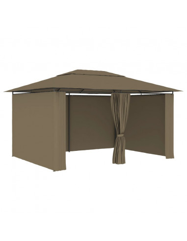 Gazebo da Giardino con Tende 4x3 m Grigio Talpa 180 g/m²