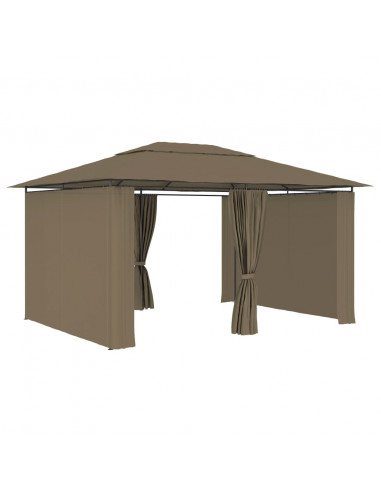 Gazebo da Giardino con Tende 4x3 m Grigio Talpa 180 g/m²