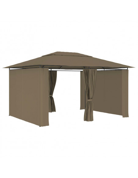 Gazebo da Giardino con Tende 4x3 m Grigio Talpa 180 g/m²