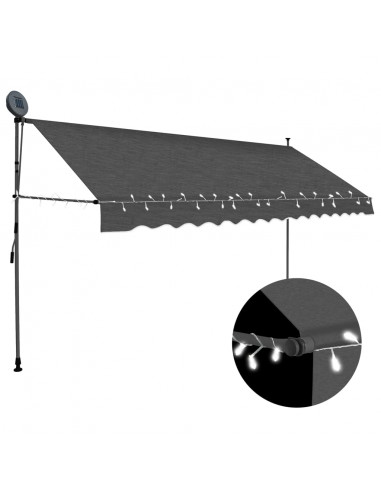 Tenda da Sole Retrattile Manuale con LED 350 cm Antracite