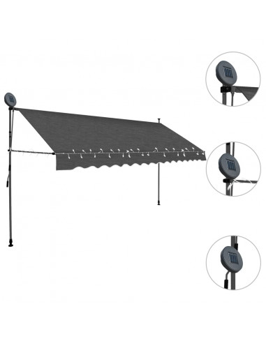 Tenda da Sole Retrattile Manuale con LED 350 cm Antracite