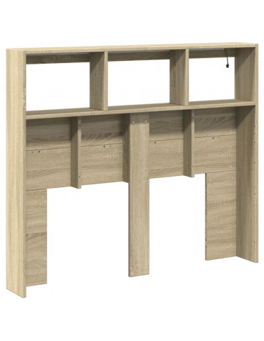 Testiera con Contenitore a LED Rovere Sonoma 120x17x102 cm