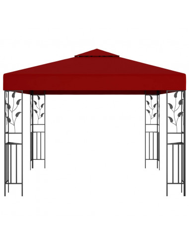 Gazebo con Stringa di Luci LED 3x3 m Rosso Vino