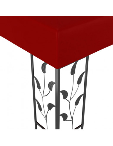 Gazebo con Stringa di Luci LED 3x3 m Rosso Vino