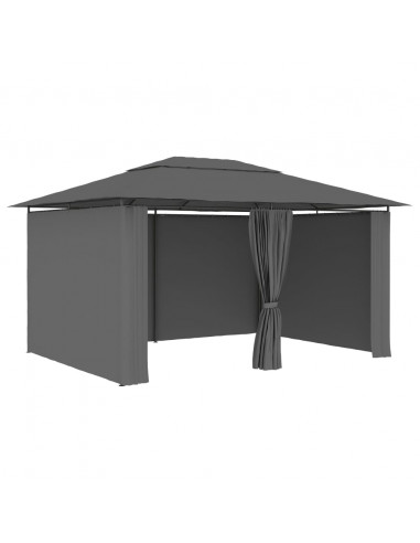 Gazebo da Giardino con Tende 4x3 m Antracite