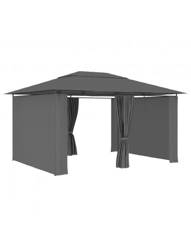 Gazebo da Giardino con Tende 4x3 m Antracite