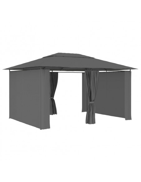 Gazebo da Giardino con Tende 4x3 m Antracite