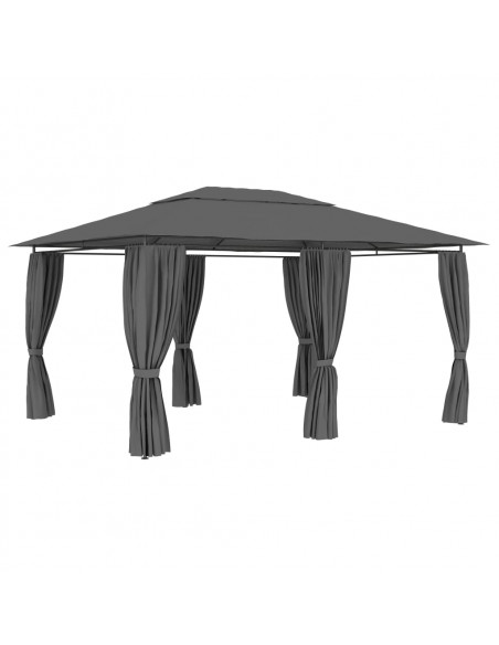 Gazebo da Giardino con Tende 4x3 m Antracite
