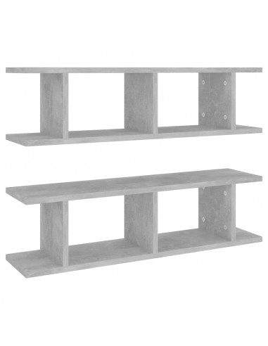 Mensole a Parete 2 pz Grigio Cemento 75x18x20 cm in Multistrato
