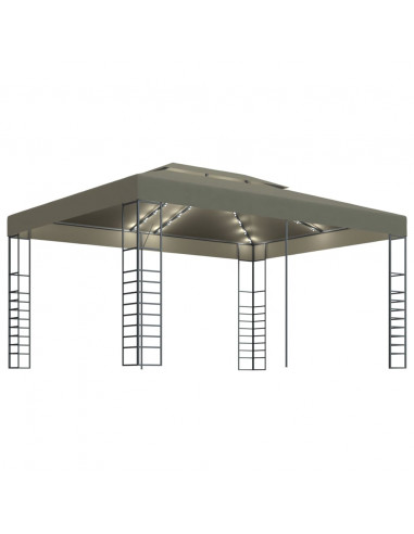 Gazebo con Luci LED a Stringa 3x4 m Grigio Talpa