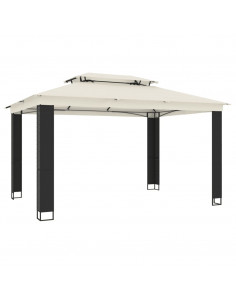 Gazebo con Tetto Doppio Crema 3,94x2,96 m in Acciaio 2