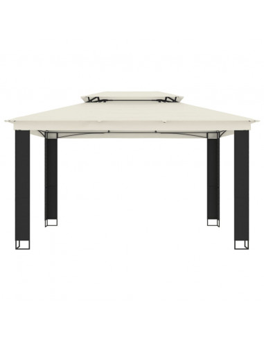 Gazebo con Tetto Doppio Crema 3,94x2,96 m in Acciaio