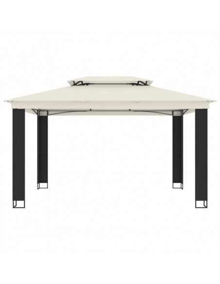 Gazebo con Tetto Doppio Crema 3,94x2,96 m in Acciaio