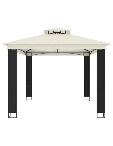 Gazebo con Tetto Doppio Crema 3,94x2,96 m in Acciaio