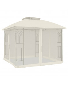 Gazebo con Tetto Doppio e Pareti Rete Crema 2,94x2,94 m Acciaio 2