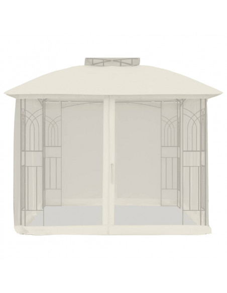 Gazebo con Tetto Doppio e Pareti Rete Crema 2,94x2,94 m Acciaio