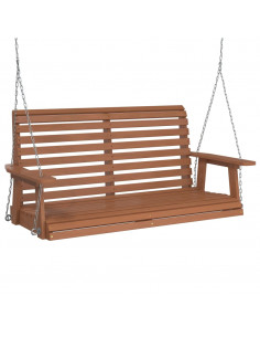Panca a Dondolo da Giardino Catene in Metallo in Legno di Abete 2