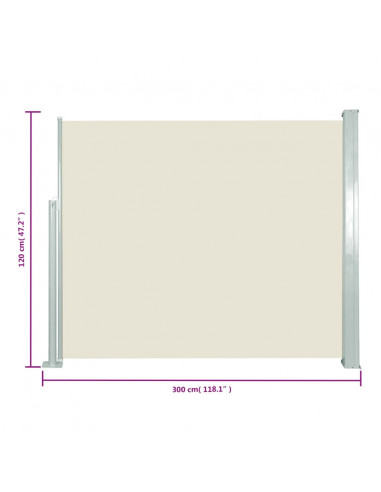 Tenda da Sole Laterale Retrattile 120 x 300 cm Crema