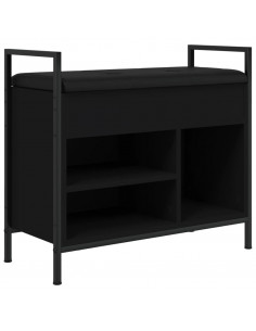 Panca Portaoggetti Nera 65,5x32x57,5 cm in Legno Multistrato 2