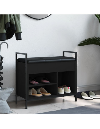 Panca Portaoggetti Nera 65,5x32x57,5 cm in Legno Multistrato