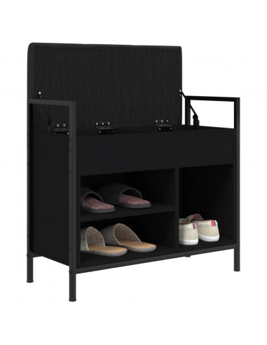 Panca Portaoggetti Nera 65,5x32x57,5 cm in Legno Multistrato