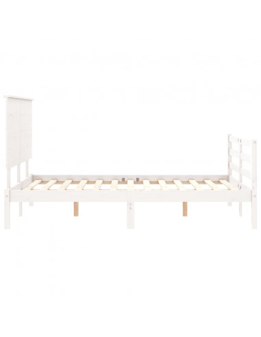 Giroletto con Testiera Bianco 140x190 cm in Legno Massello