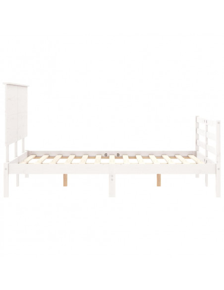 Giroletto con Testiera Bianco 140x190 cm in Legno Massello