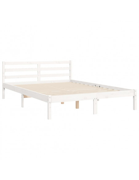 Giroletto con Testiera Bianco 140x190 cm in Legno Massello