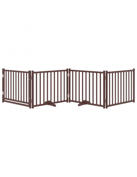 Cancello Cani Pieghevole Marrone 4Pannelli 320cm Massello Abete