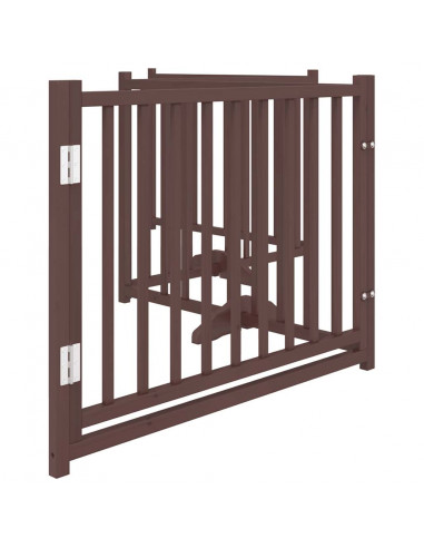 Cancello Cani Pieghevole Marrone 4Pannelli 320cm Massello Abete