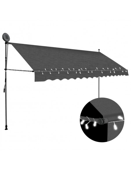 Tenda da Sole Retrattile Manuale con LED 400 cm Antracite
