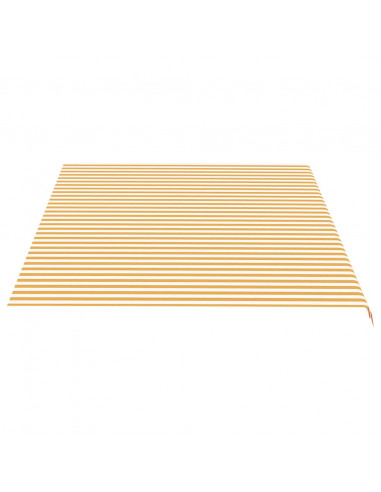 Tessuto di Ricambio per Tenda da Sole Giallo e Bianco 5x3,5 m