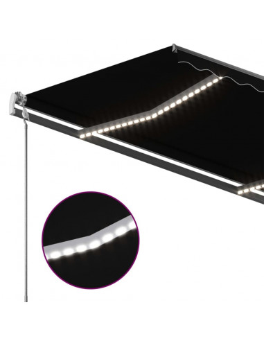 Tenda da Sole Retrattile Manuale con LED 450x300 cm Antracite