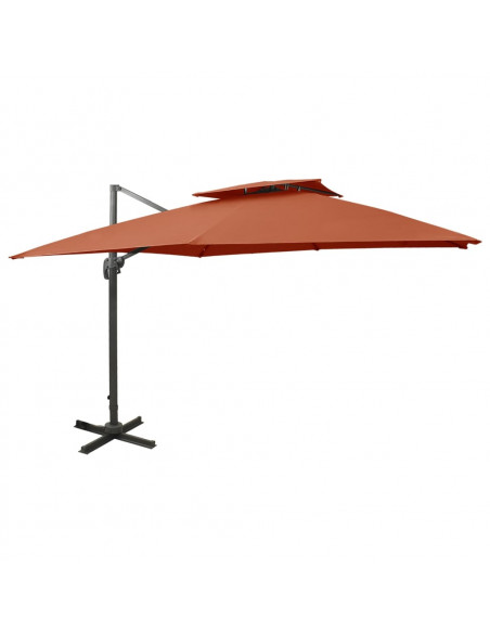 Ombrellone a Sbalzo con Doppia Copertura 300x300 cm Terracotta