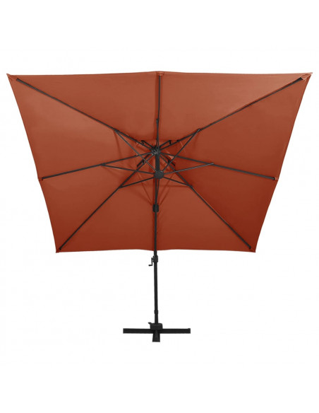 Ombrellone a Sbalzo con Doppia Copertura 300x300 cm Terracotta