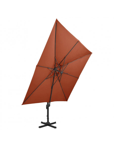 Ombrellone a Sbalzo con Doppia Copertura 300x300 cm Terracotta