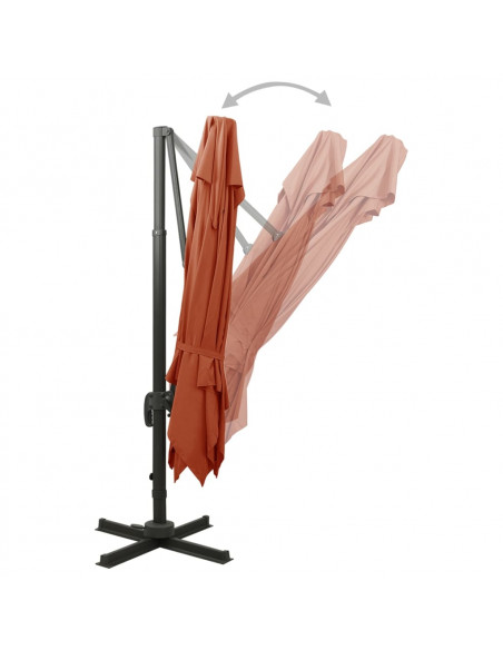 Ombrellone a Sbalzo con Doppia Copertura 300x300 cm Terracotta