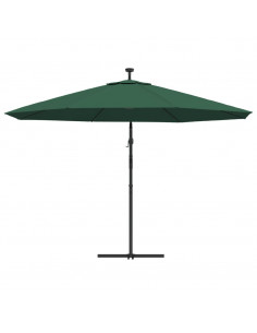 Ombrellone a Sbalzo con LED e Palo in Metallo 350 cm Verde 2