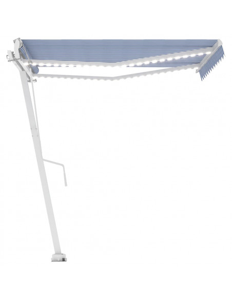 Tenda Automatica con Sensore Vento e LED 300x250 cm Blu Bianca