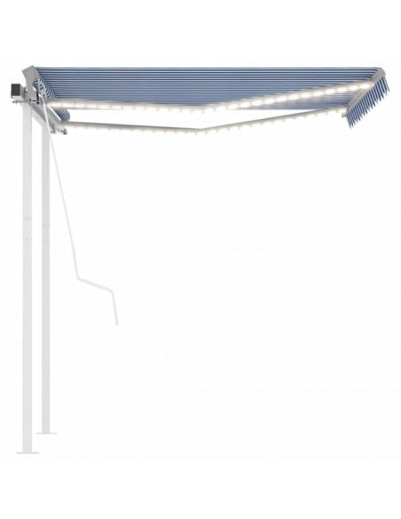 Tenda Automatica con Sensore Vento e LED 3x2,5 m Blu Bianca