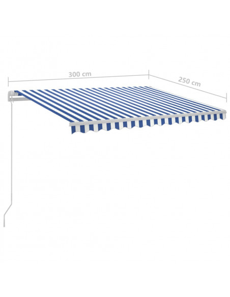 Tenda Automatica con Sensore Vento e LED 3x2,5 m Blu Bianca
