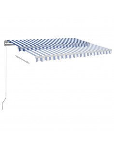 Tenda Automatica con Sensore Vento e LED 3x2,5 m Blu Bianca 2