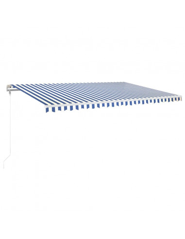 Tenda Automatica con Sensore Vento e LED 500x350 cm Blu Bianca